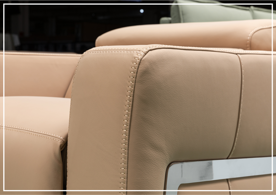 Klaussner Prestigio 3-Seater Top Grain Stone Wash Leather Reclining Sofa