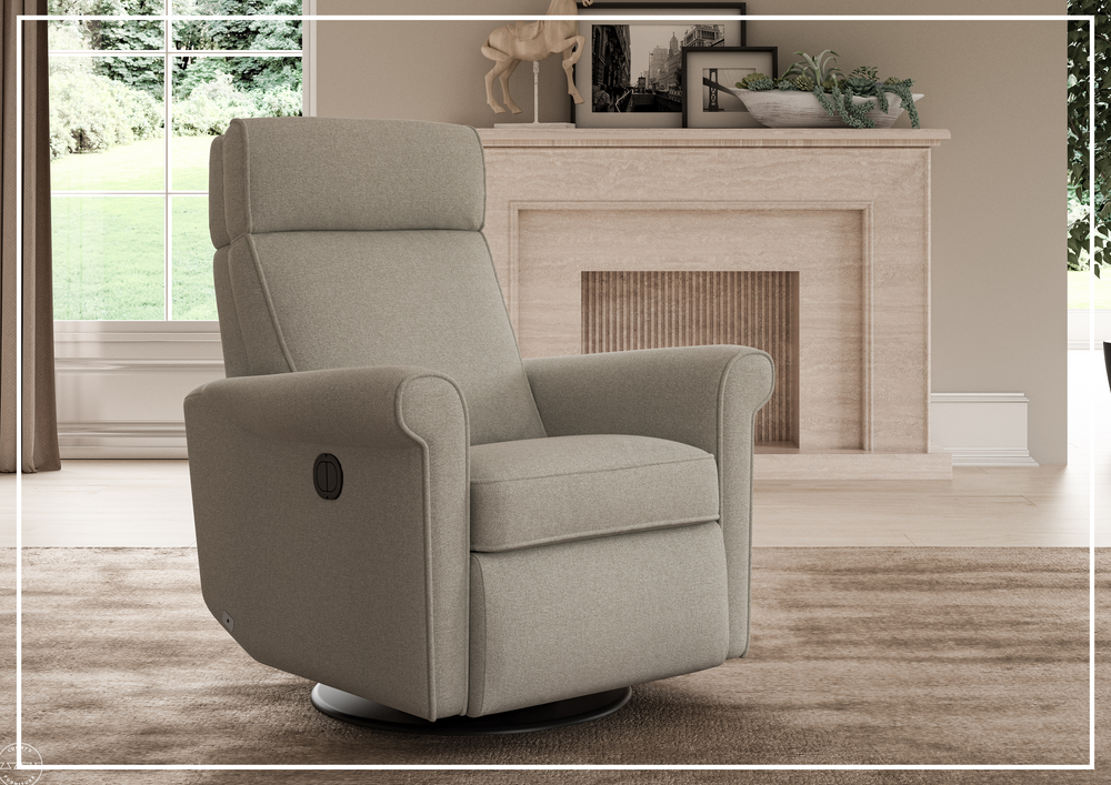 Luonto Rolled Fabric Power Recliner Chair with Adjustable Headrest-SOFABED
