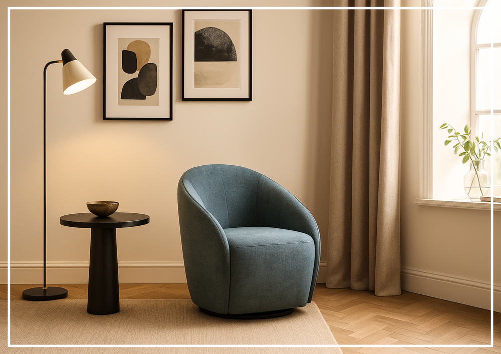 Luonto Regalia Polyester Accent Chair with 360° Swivel Base