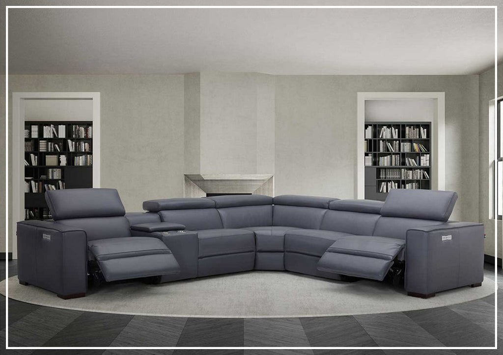 Gio Italia Aventura L-Shaped Leather Power Reclining Sectional Sofa