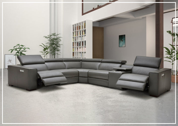 Gio Italia Aventura L-Shaped Leather Power Reclining Sectional Sofa
