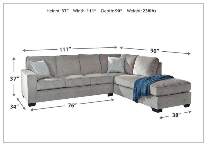 Gio Italia Aster Fabric Full Size Sleeper Sectional With Chaise