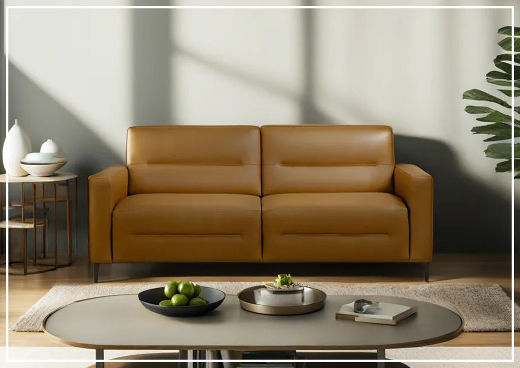 Kathy Ireland Tucson Leather Queen Sleeper Sofa with Chrome Steel Legs