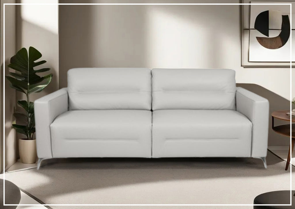 Kathy Ireland Tucson Leather Queen Sleeper Sofa with Chrome Steel Legs