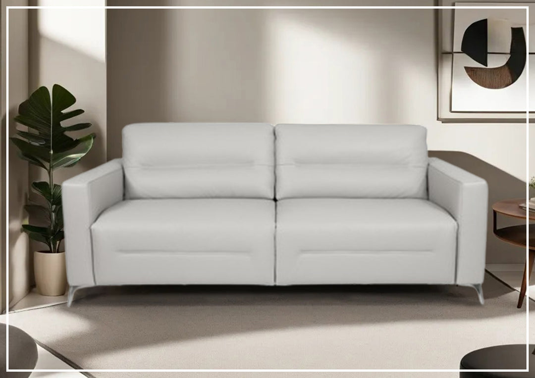 Kathy Ireland Tucson Leather Queen Sleeper Sofa with Chrome Steel Legs