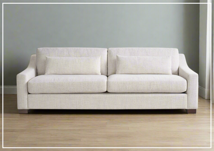 Universal Furniture Brooklyn Fabric Sofa With Throw Pillows in White