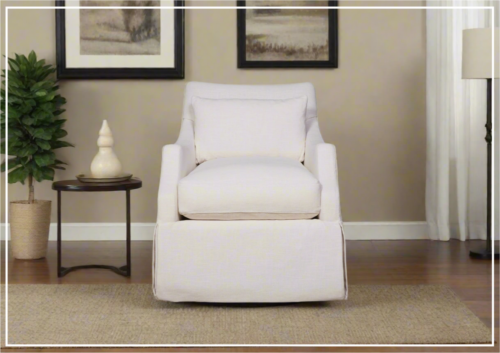 Universal Furniture Margaux Swivel Fabric White Accent Chair-sofabed.com