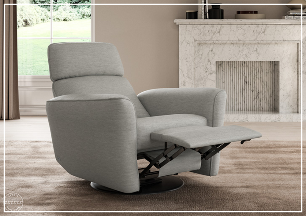 Welted Fabric Power Recliner Chair in Power and Manual Options-SOFABED
