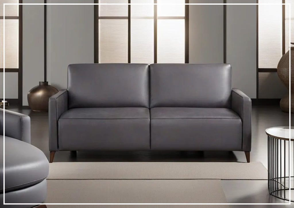 Kathy Ireland Wigan Luxury Gray Italian Leather Queen Sleeper