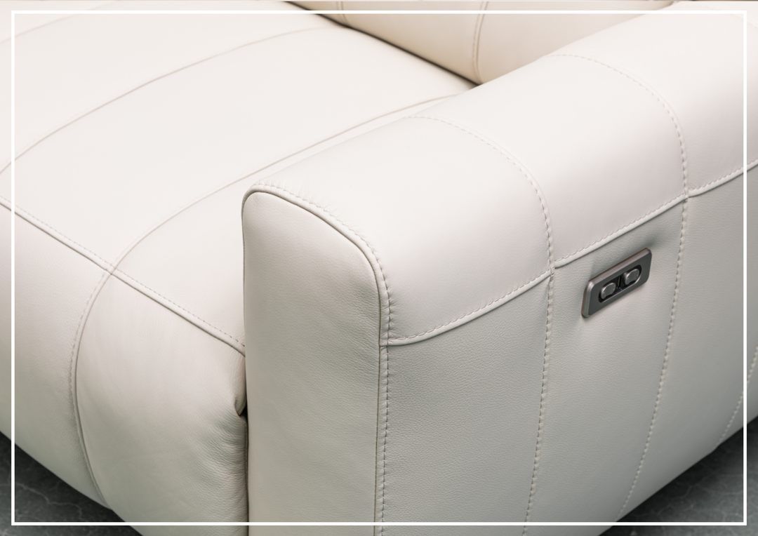 Klaussner Capri 3-seater Beige Leather Power Reclining Sofa