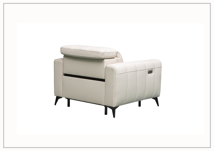 Klaussner Capri Beige Leather Power Reclining Chair with Adjustable Headrest and Footrest