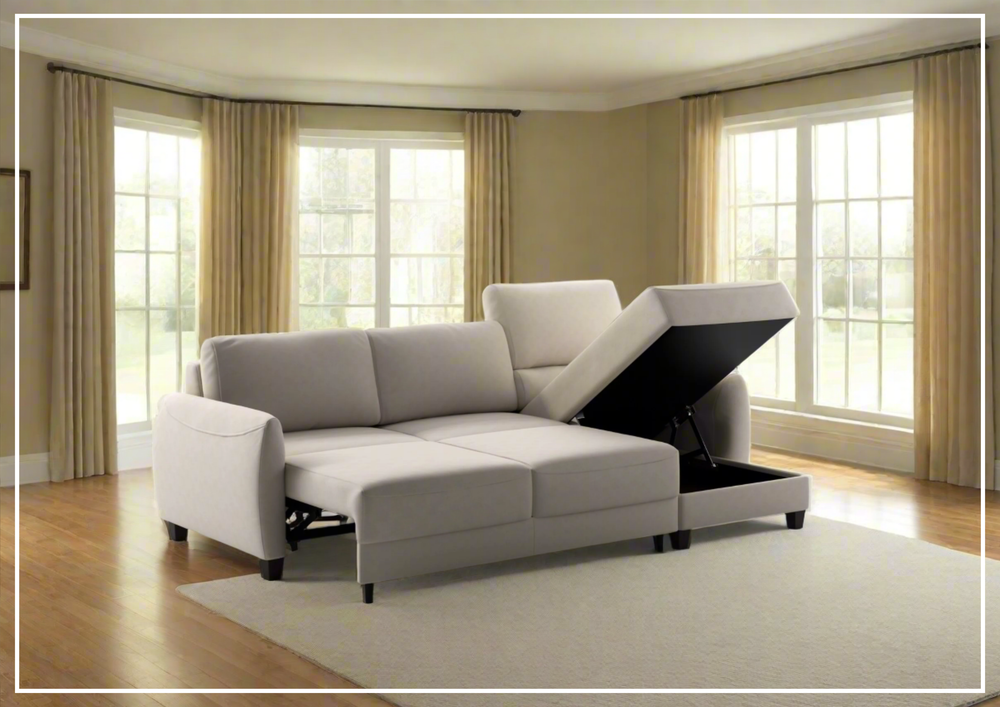 Luonto Delta 3-Seater Fabric Full XL Sectional Sofa Sleeper With Reversible Chaise-SOFABED