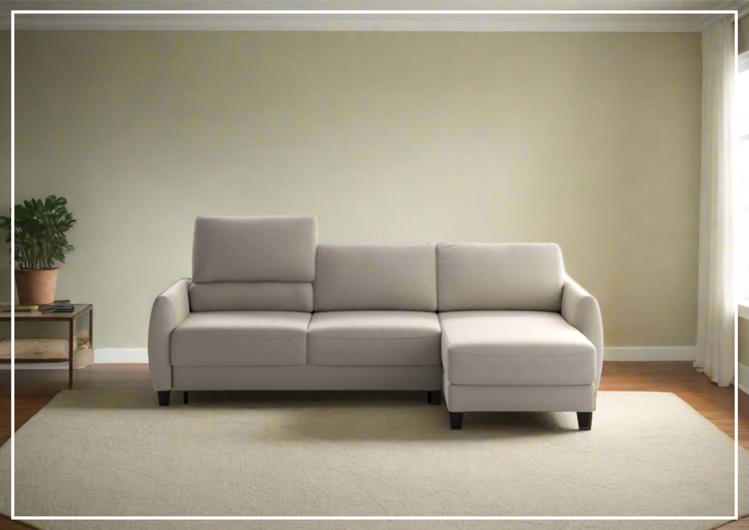 Luonto Delta 3-Seater Fabric Full XL Sectional Sofa Sleeper With Reversible Chaise-SOFABED
