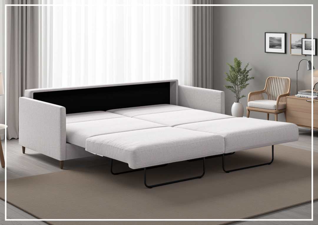 Luonto Elfin Fabric King Sleeper Sofa with Chrome or Wood Legs