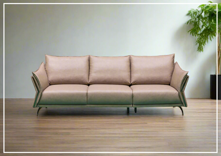 Klaussner Giada 3-Seater Brown Leather Sofa with Cushion Padded Arms