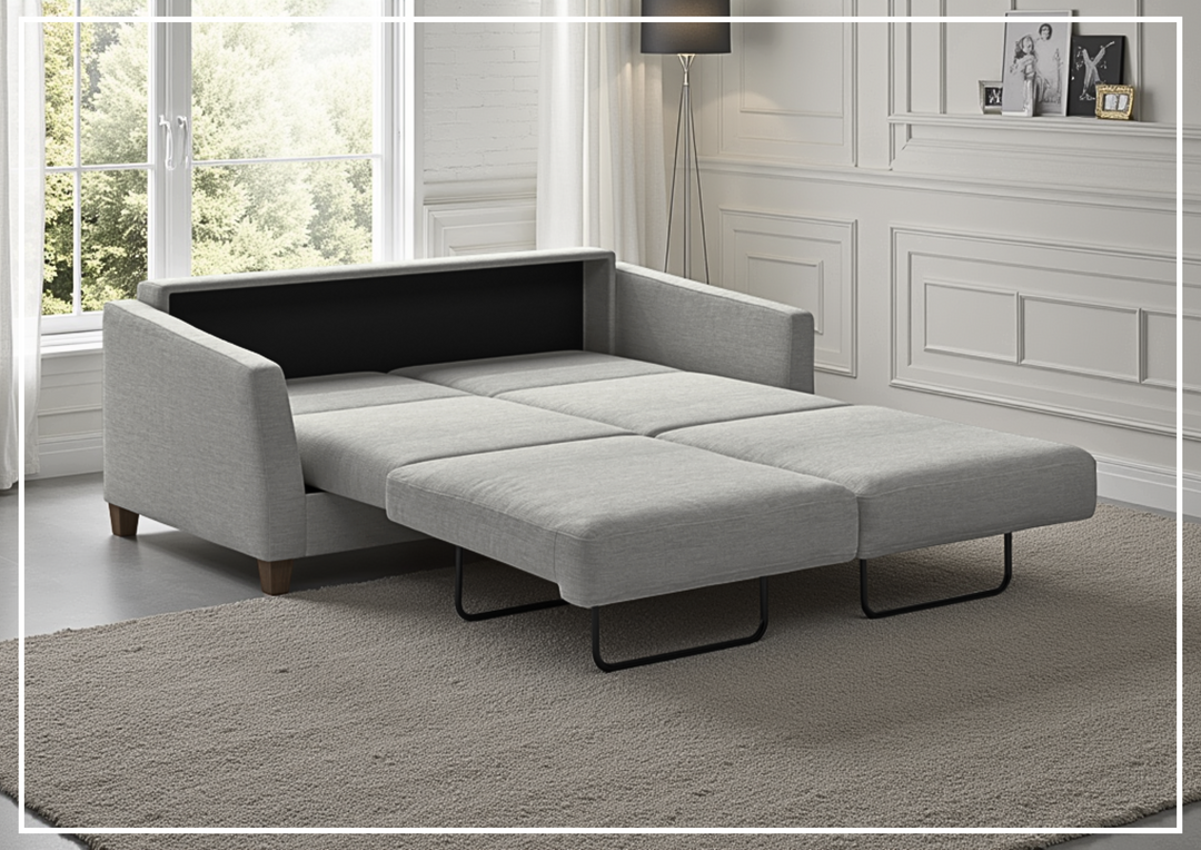 Luonto Monika Fabric Queen Sleeper Sofa With Wood or Chrome Legs