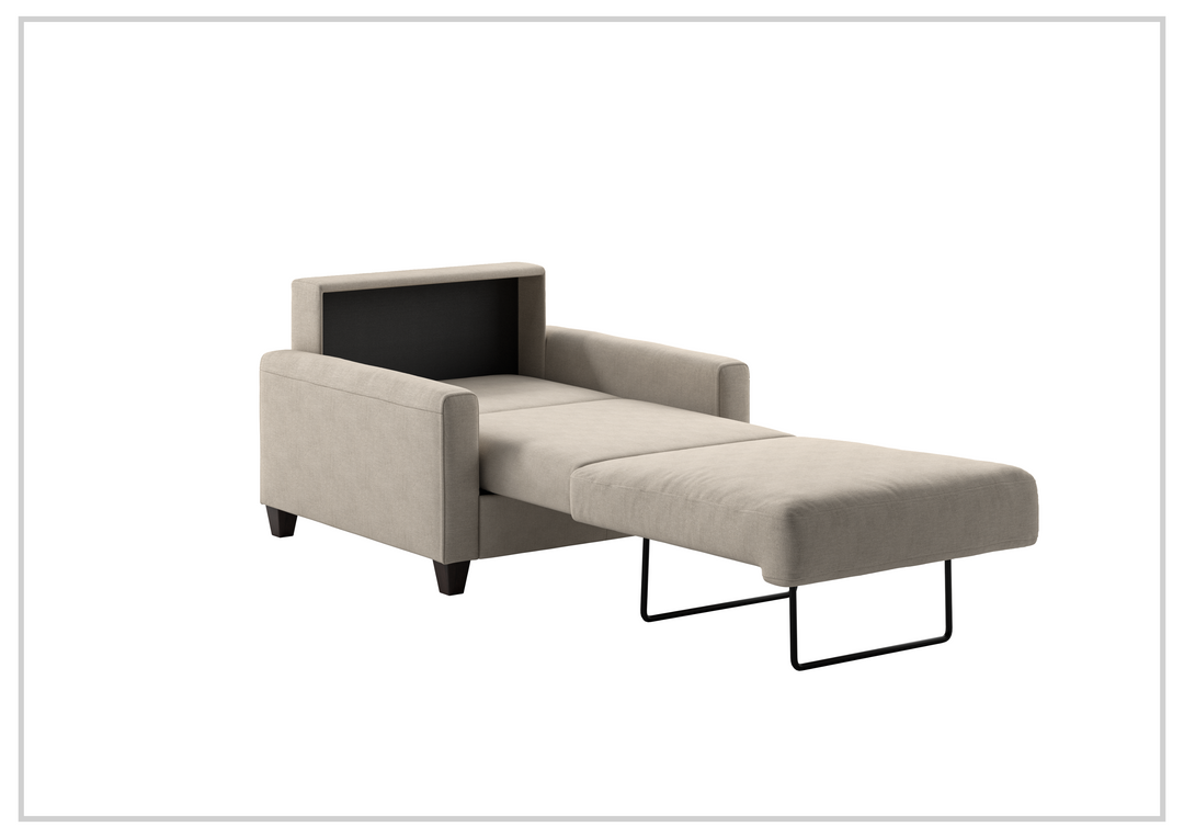 Luonto Nico Fabric Sleeper Chair Sofa With Nest Mechanism and Walnut or Chrome Leg option