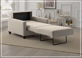 Luonto Nico Fabric Sleeper Chair Sofa With Nest Mechanism and Walnut or Chrome Leg option