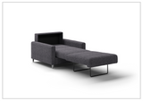 Luonto Nico Fabric Sleeper Chair Sofa With Nest Mechanism and Walnut or Chrome Leg option