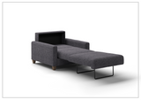 Luonto Nico Fabric Sleeper Chair Sofa With Nest Mechanism and Walnut or Chrome Leg option