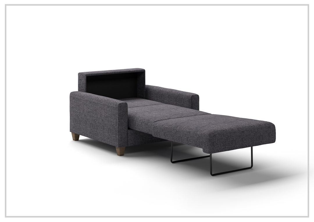 Luonto Nico Fabric Sleeper Chair Sofa With Nest Mechanism and Walnut or Chrome Leg option