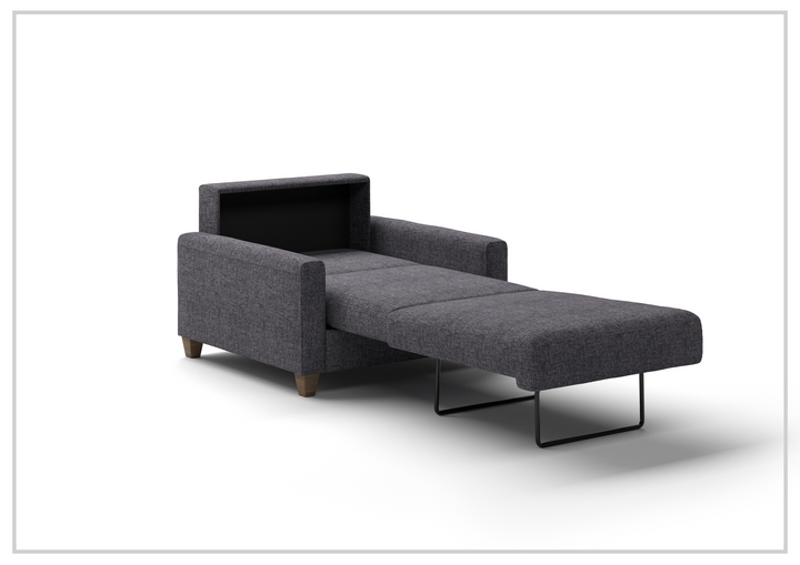 Luonto Nico Fabric Sleeper Chair Sofa With Nest Mechanism and Walnut or Chrome Leg option