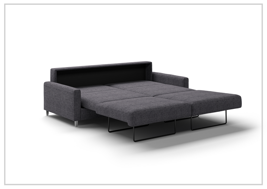 Luonto Nico Fabric King Sleeper Sofa With Nest Mechanism and chrome or wood legs
