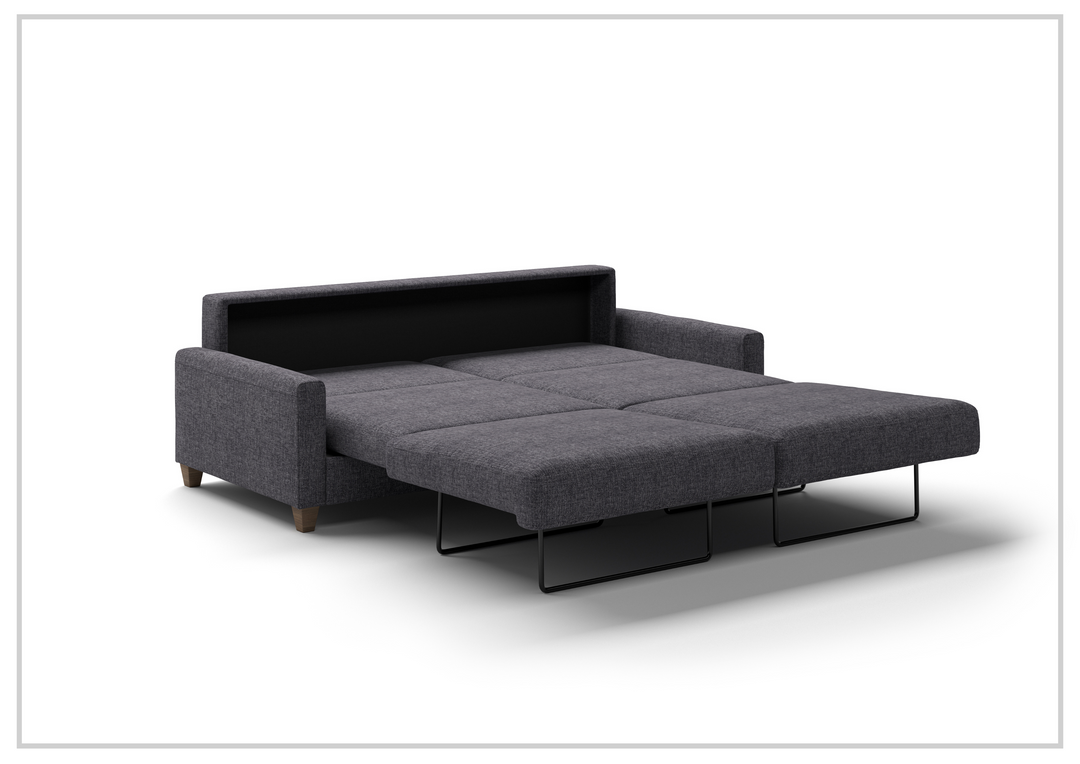 Luonto Nico Fabric King Sleeper Sofa With Nest Mechanism and chrome or wood legs