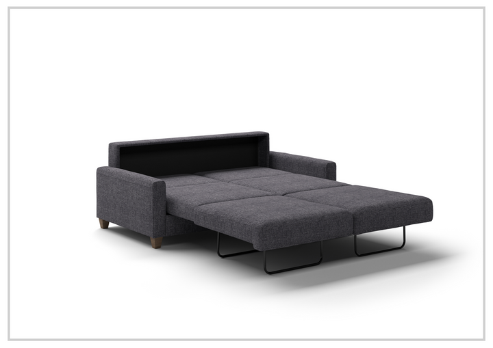 Luonto Nico Fabric Queen Sleeper Sofa With Nest Function and Walnut or Chrome Leg Finish