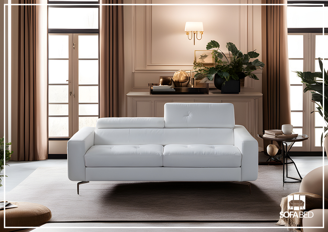 Tevere 3-Seater White Leather Sleeper Sofa