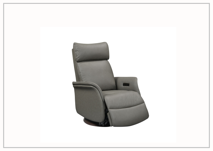 Tessa Leather Recliner Chair With Swivel Base In Gray-SOFABED