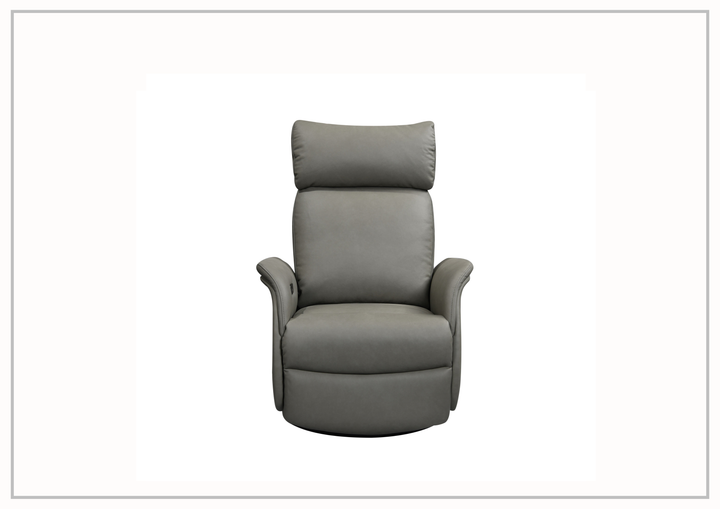 Tessa Leather Recliner Chair With Swivel Base In Gray-SOFABED