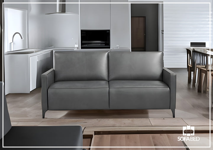 Kathy Ireland Wigan Luxury Gray Italian Leather Queen Sleeper