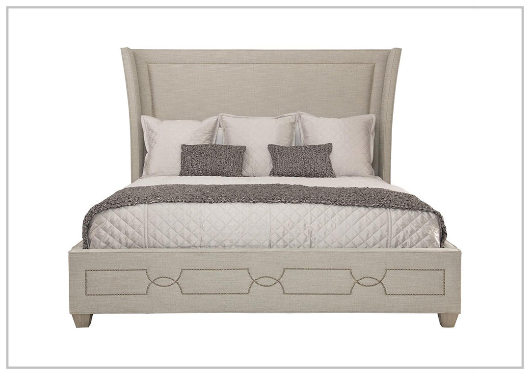 Bernhardt Criteria Shelter Olive Grey Upholstered King Size Bed