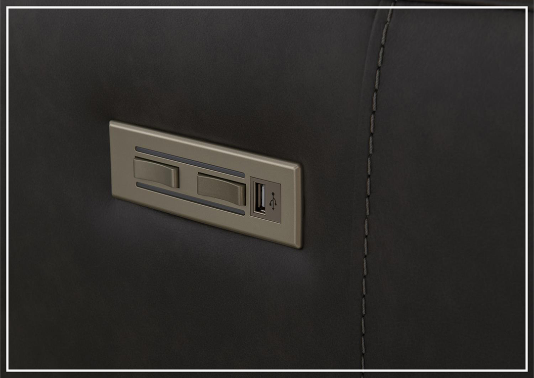 Bernhardt Germain 3-Seater Leather Power Motion Sofa with USB Ports