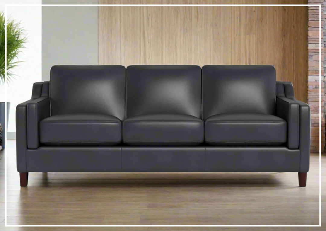Hydeline Bella Stationary Leather Sofa with Track Arms-Sofabed