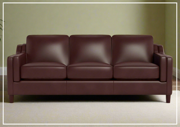 Hydeline Bella Stationary Leather Sofa with Track Arms-Sofabed