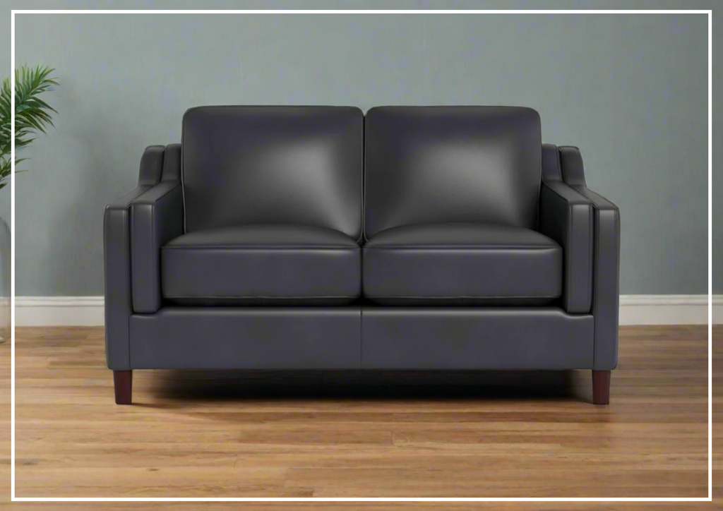 Hydeline Bella Stationary Leather Loveseat with Track Arms-Sofabed