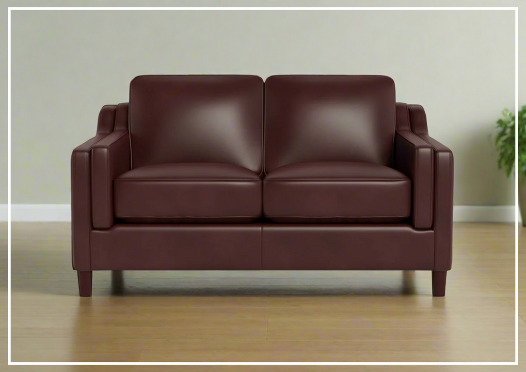 Hydeline Bella Stationary Leather Loveseat with Track Arms-Sofabed