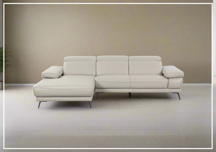 Gio Italia Mercer Leather Sectional Chaise with Adjustable Armrest