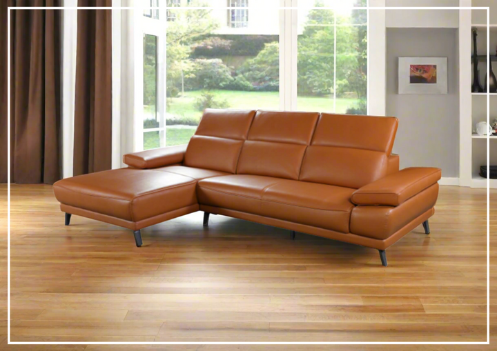 Gio Italia Mercer Leather Sectional Chaise with Adjustable Armrest