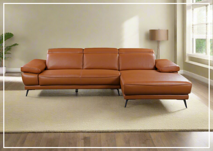 Gio Italia Mercer Leather Sectional Chaise with Adjustable Armrest