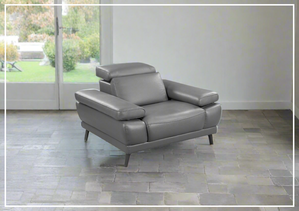 Gio Italia Mercer Full-Grain Leather Chair with Adjustable Headrest