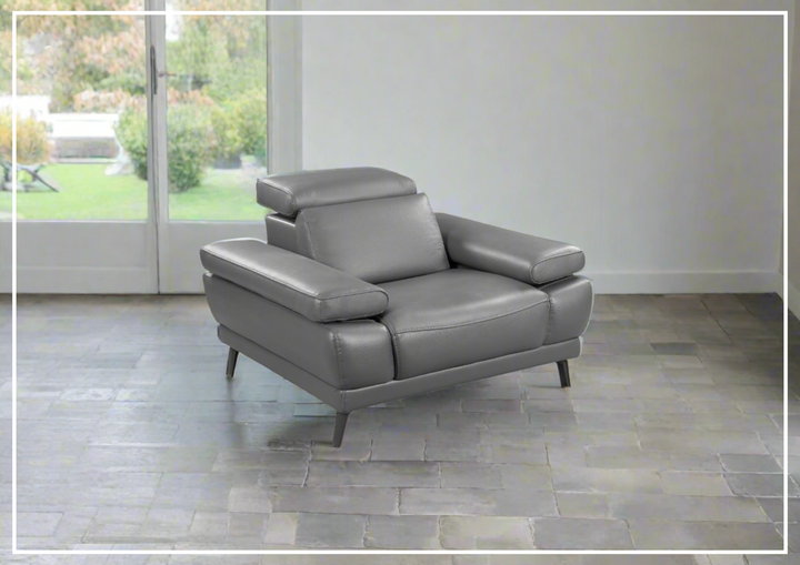 Gio Italia Mercer Full-Grain Leather Chair with Adjustable Headrest