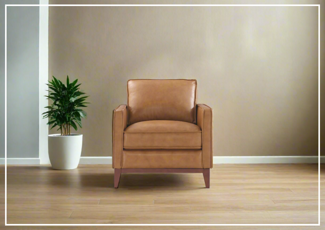 Gio Italia Harper Leather Chair in Tan Color-SOFABED