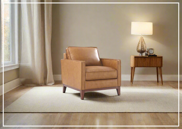 Gio Italia Harper Leather Chair in Tan Color-SOFABED