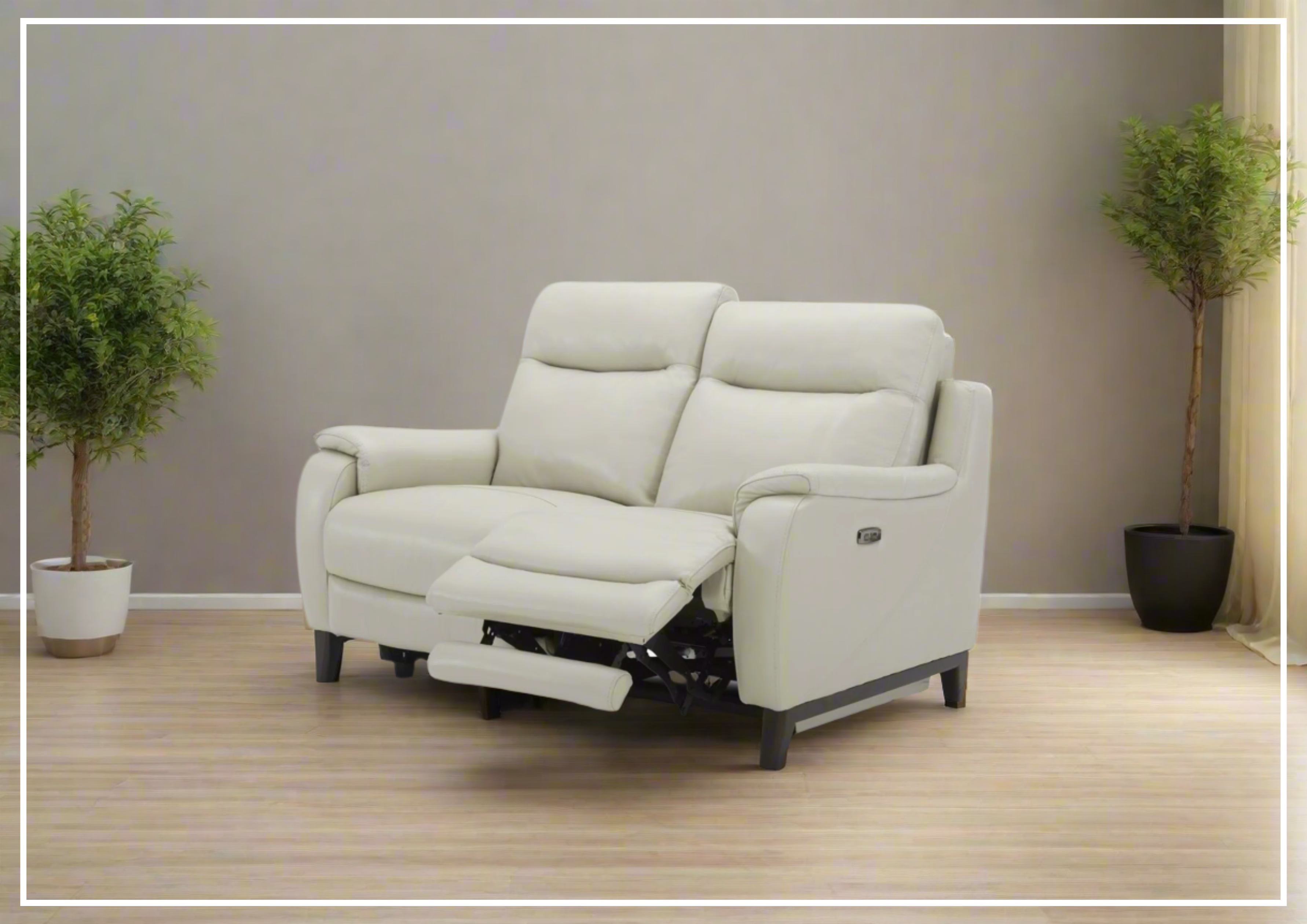 Gio Italia Leonard Leather Loveseat with Two Power Recliners and USB P ...