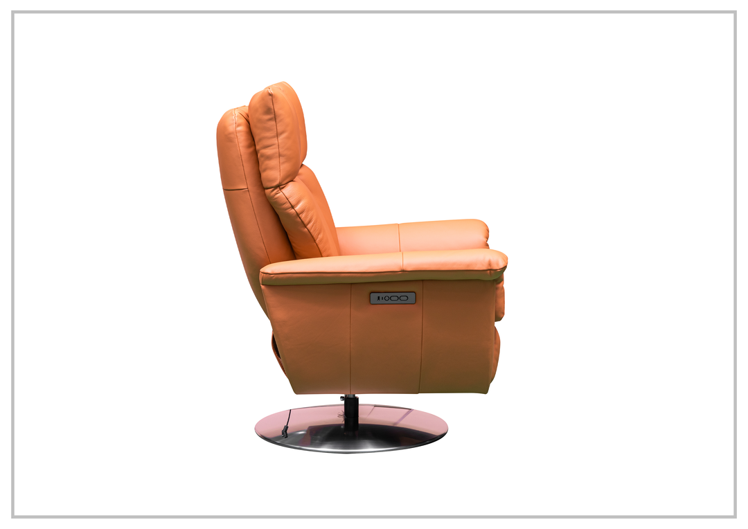 Klaussner Alessandro Leather Double Power Swivel Recliner Chair