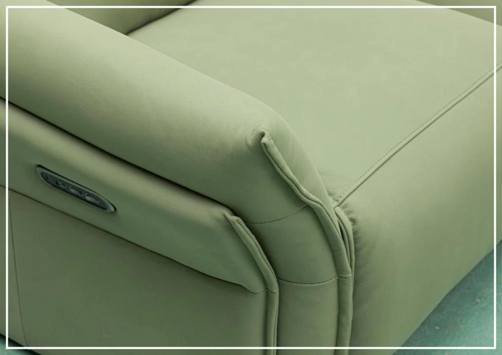 Klaussner Vittoria 3-Seater Leather Power Reclining Sofa in Green