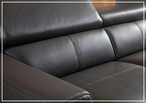 Niva Leather Sectional top grain black leather